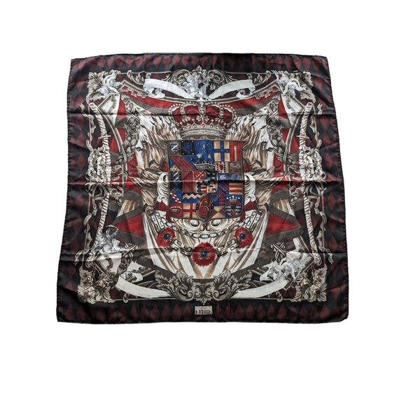 Gianfranco Ferre Coat of Arms 34x34 100% Silk Twill Scarf Designer Made in Italy - Picture 1 of 11